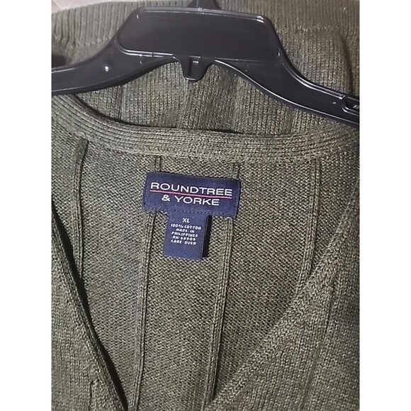 Roundtree & Yorke Men’s XL Hunter Green 100% Cotton Knit Button Sweater Vest - Picture 5 of 6